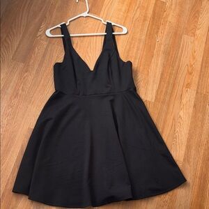 SHEIN Black V-Neck Fit & Flare Dress